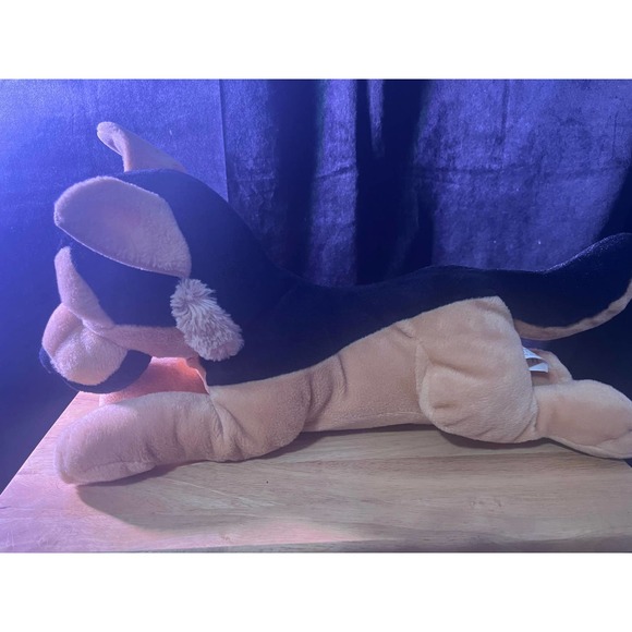 Black and Tan German Shepherd Plush Puppy Dog Laying Down 18" Long - Picture 2 of 6